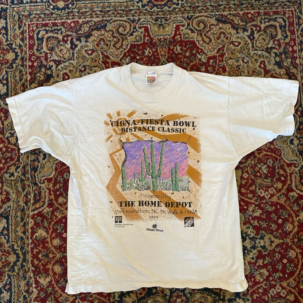 Vintage Fruit Of The Loom Home Depot Cigna/Fiesta Bowl T Shirt/White/Large